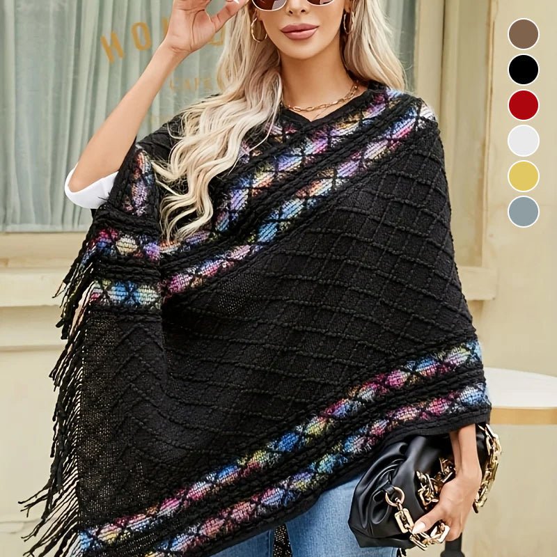 Women's Retro Pullover Tassel Shawl