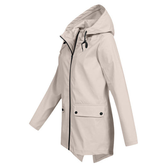 Ivyshape | Long Rain Jacket with Hood for Women