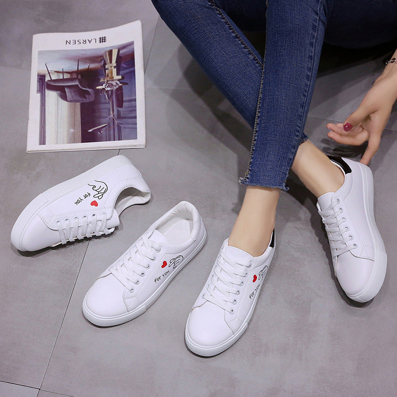 Women's Embroidered Flower Lace-Up Running Sneakers