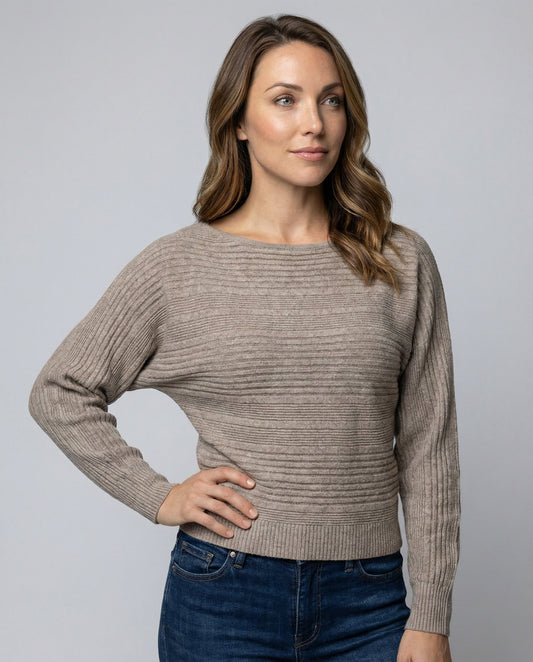 batwing sleeve blouse with relaxed flowing silhouette and round neckline