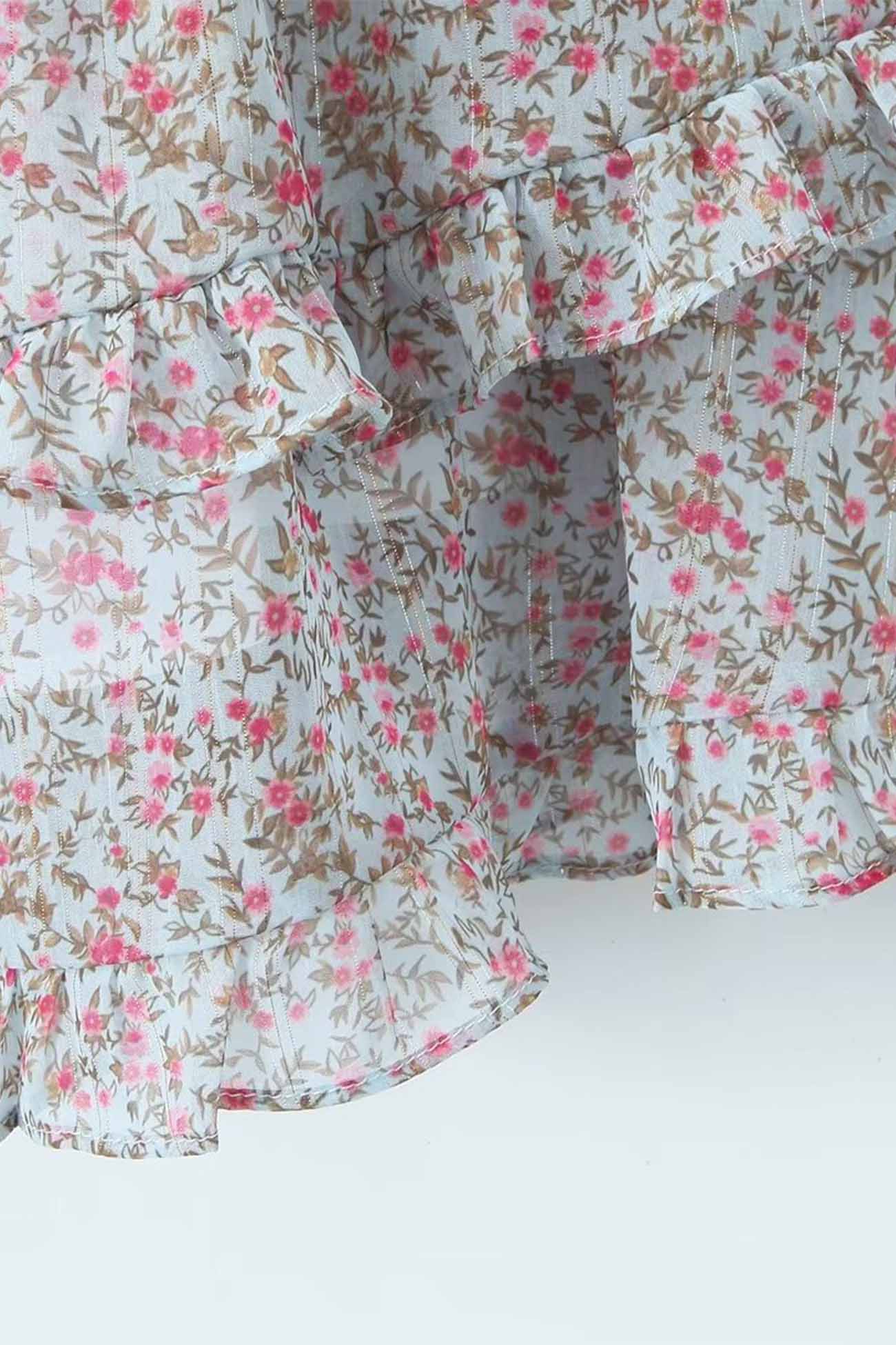 Ivyshape | Women's Floral Ruffles Dress Long Sleeve