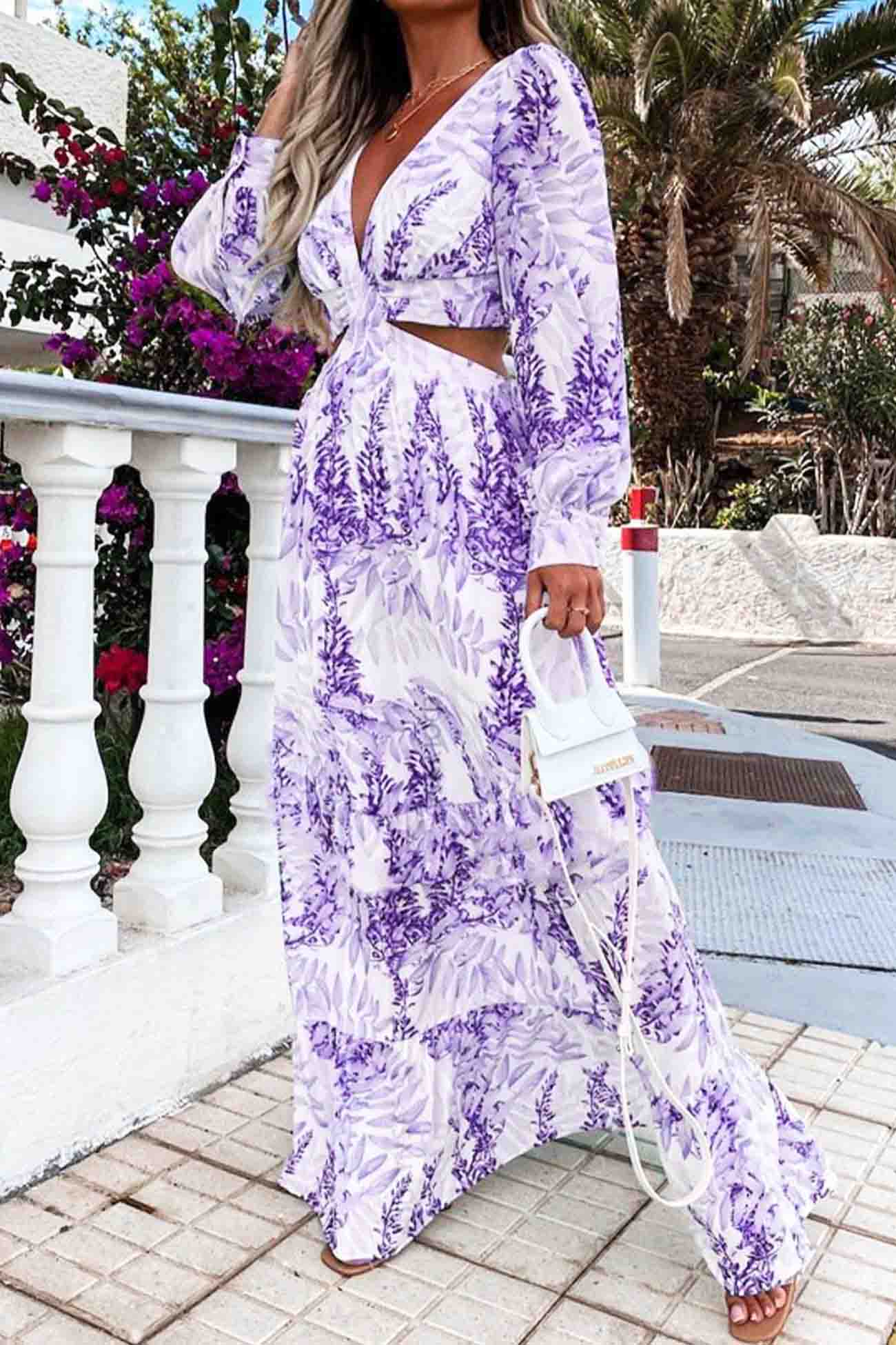 Ivyshape | Women's Cool Maxi Dress Long Sleeve