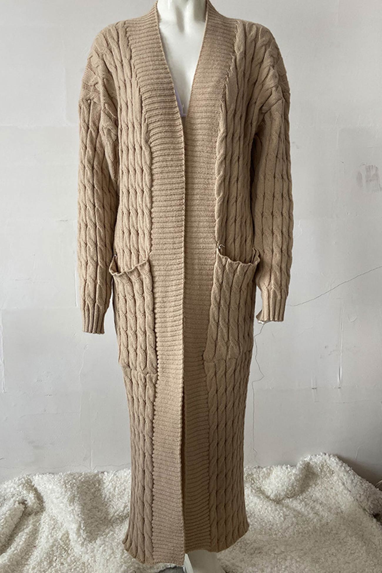 Cable Knit Long Cardigan