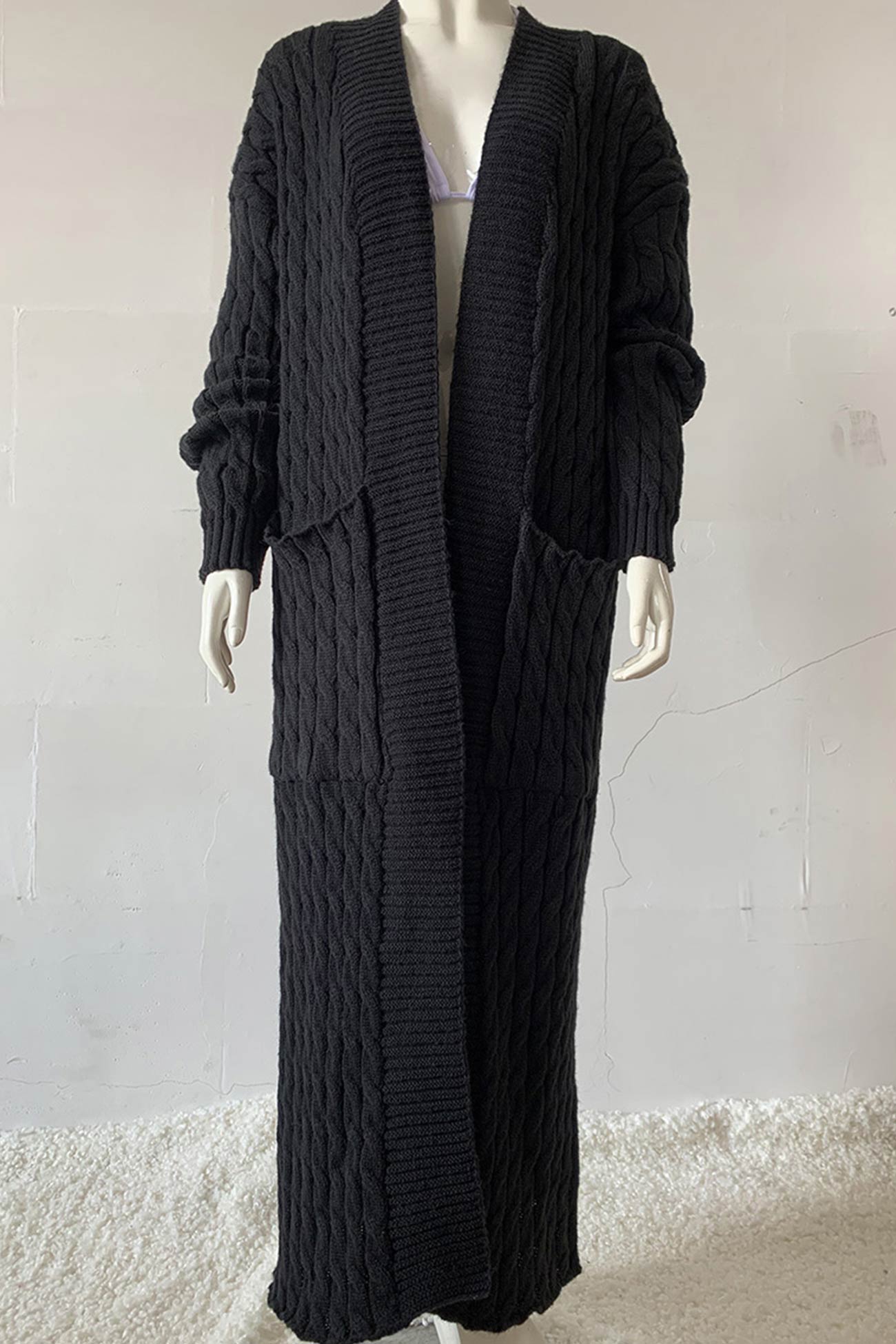 Cable Knit Long Cardigan