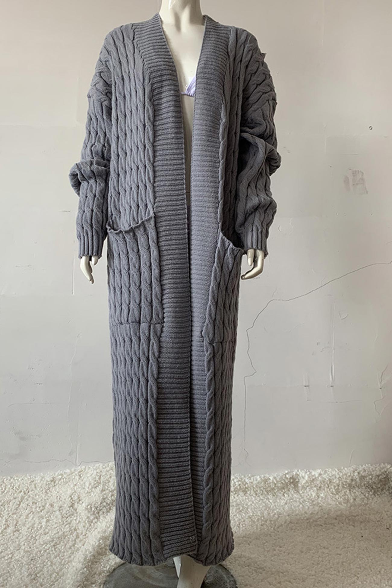 Cable Knit Long Cardigan