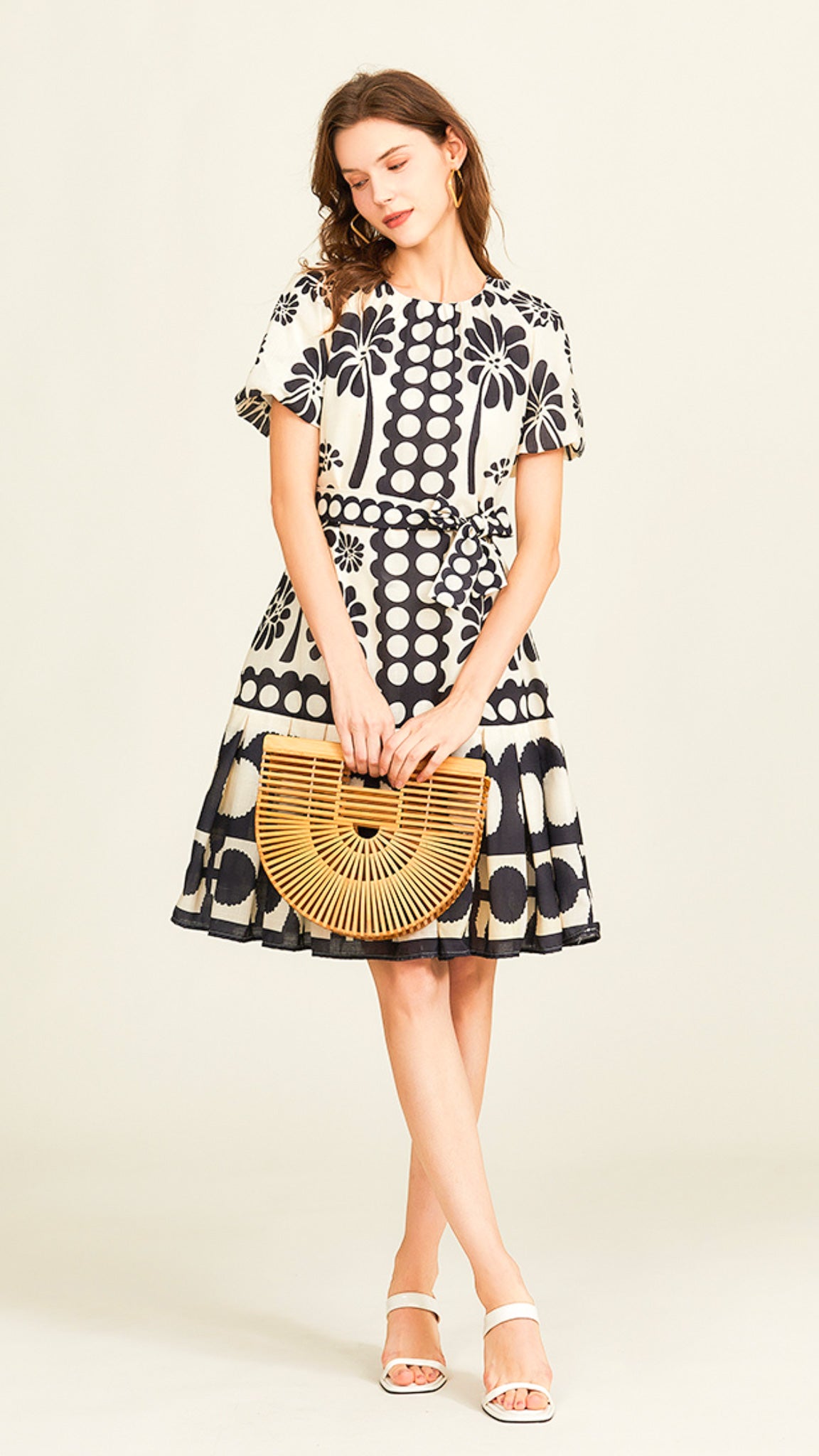 Black & White Contrast Printed Dress