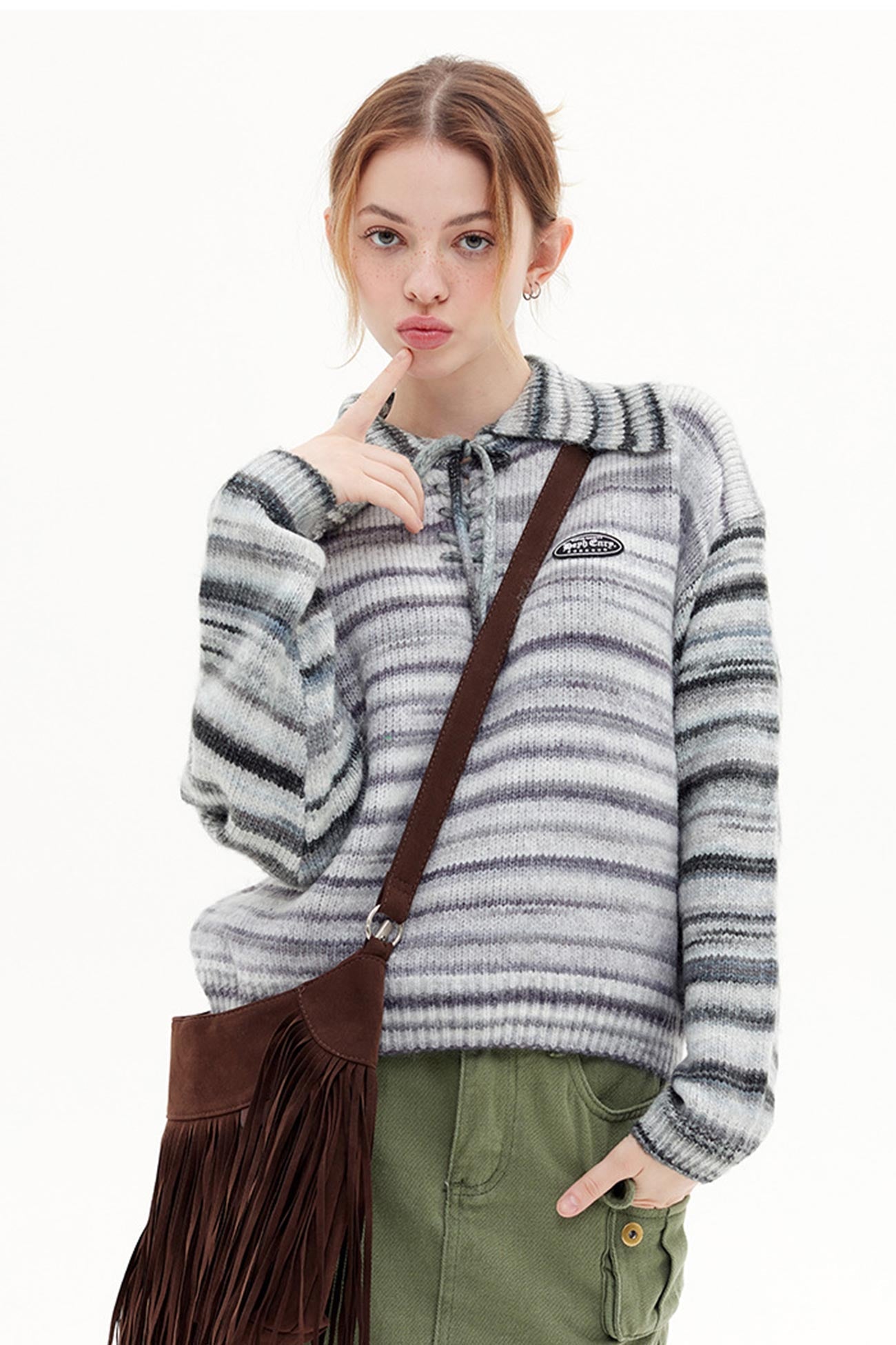 Striped Tie-Front Sweater