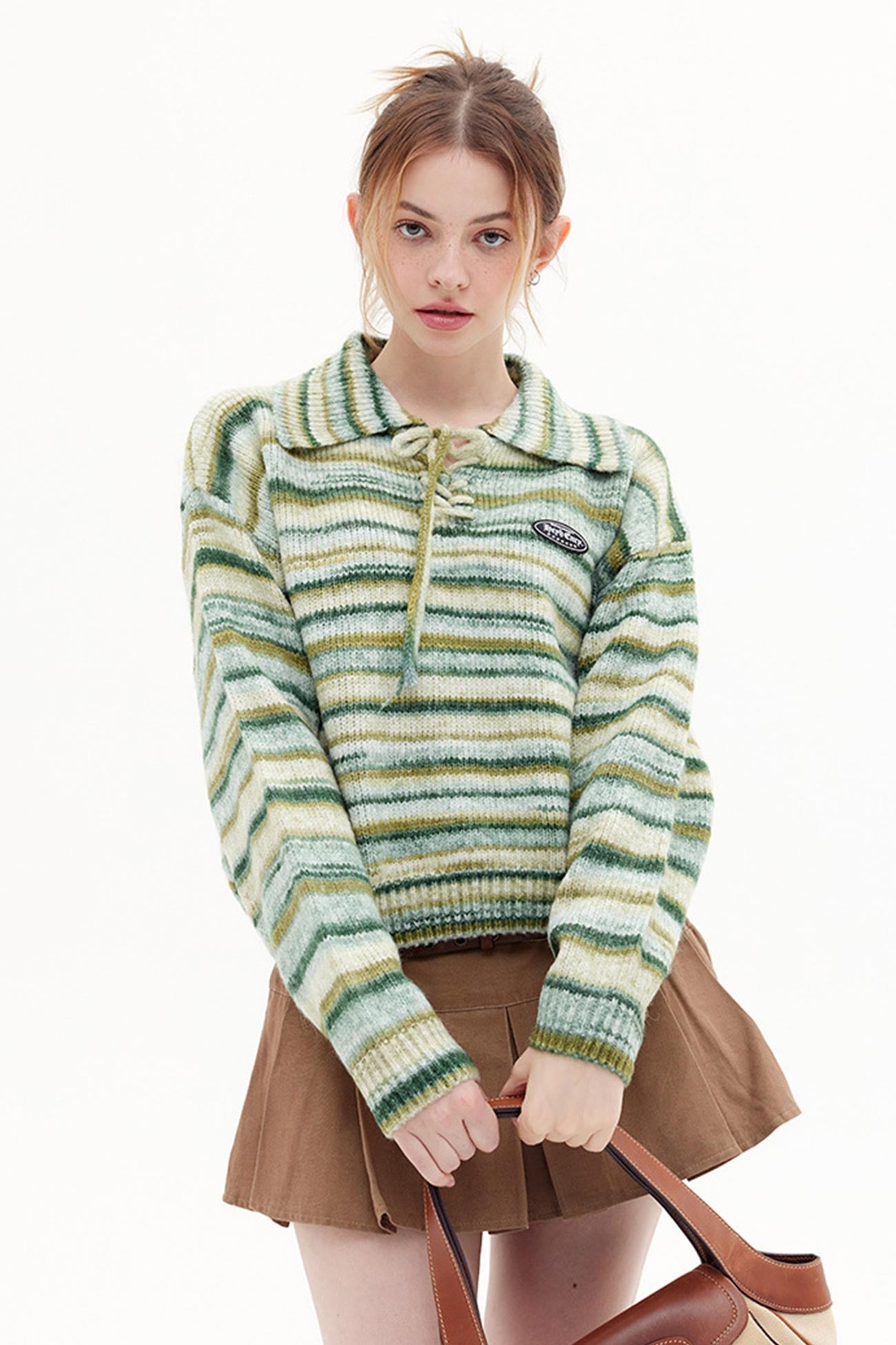 Striped Tie-Front Sweater