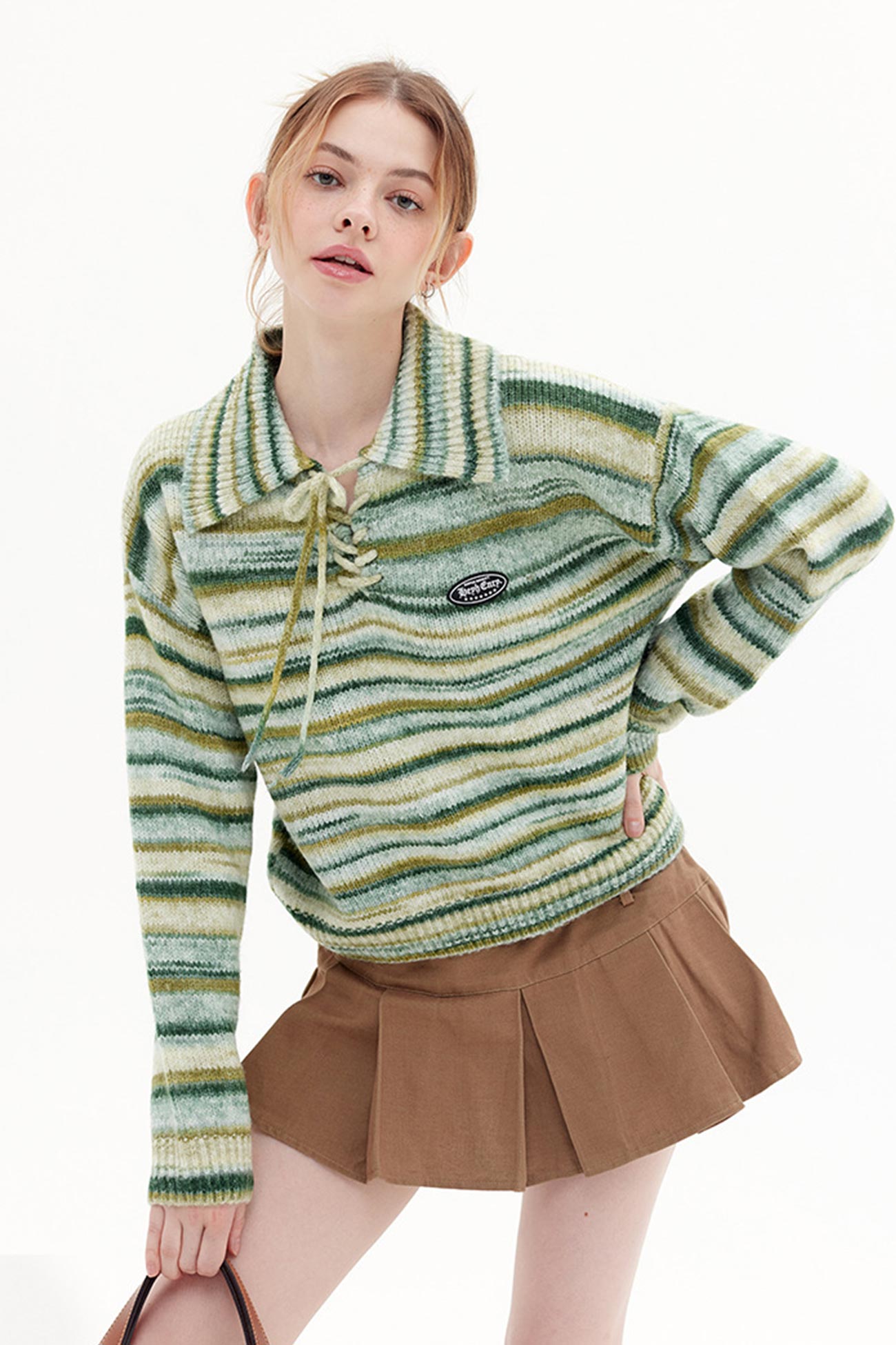 Striped Tie-Front Sweater