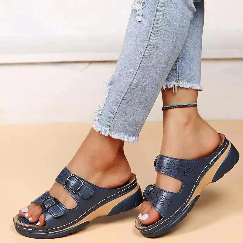 Ivyshape | Women'S Orthopedic Leather Sandals