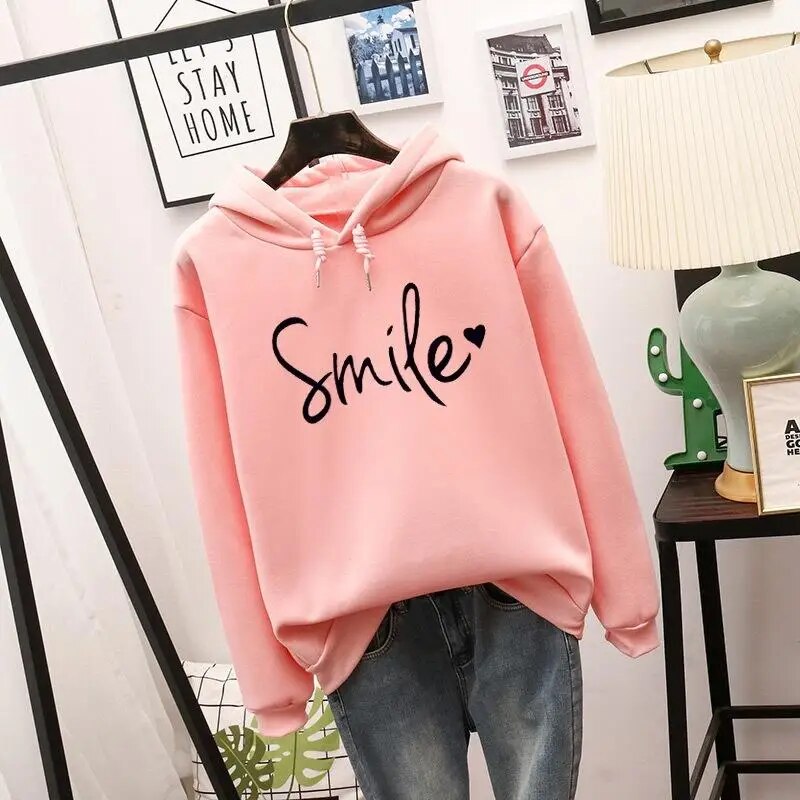 Ivyshape | Casual Cut Smile Hoodie for Women