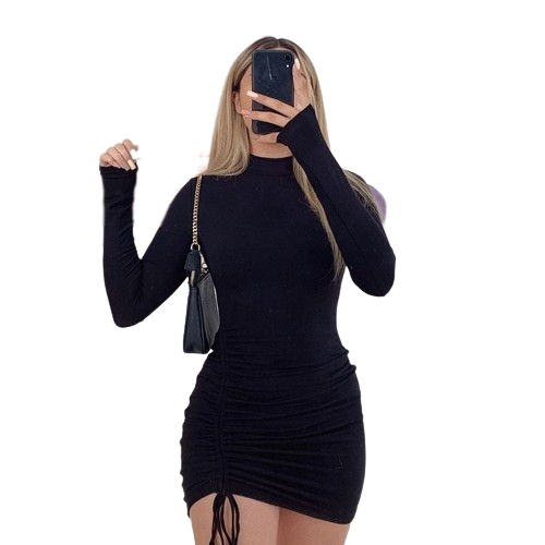 Ivyshape | Tight Fitting Dress with Long Sleeves