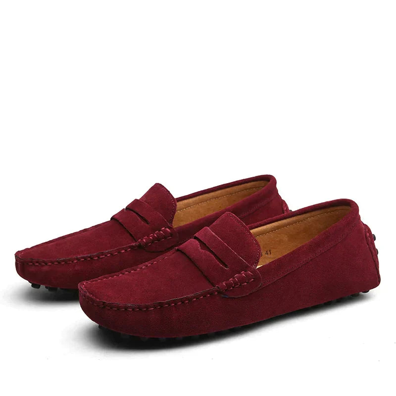 Ivyshape | Suede Slipper Italian Style Moccasin Toe Non-Slip Penny Loafer