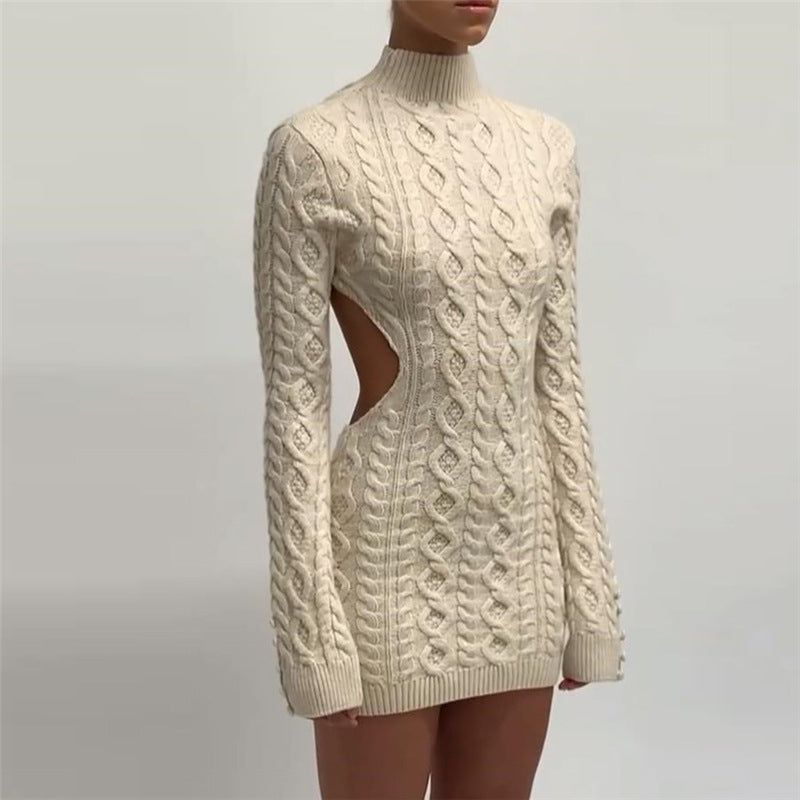 Ivyshape | Knitted Back Cut-Out Mini Dress