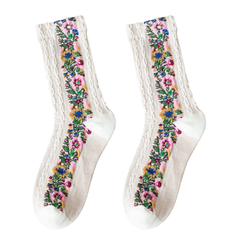 Embroidered Floral Socks