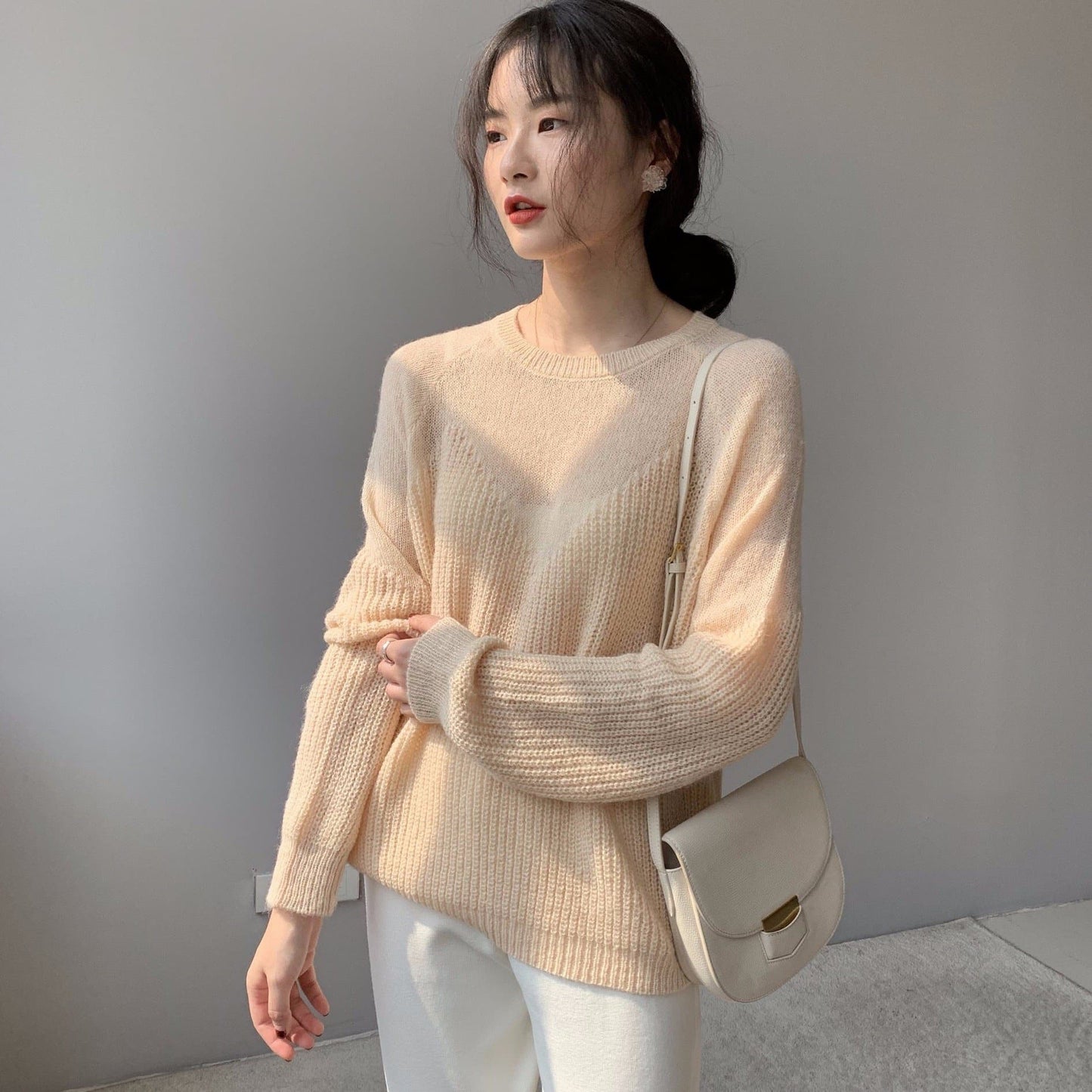 Knit Sweater With See-Through Neckline