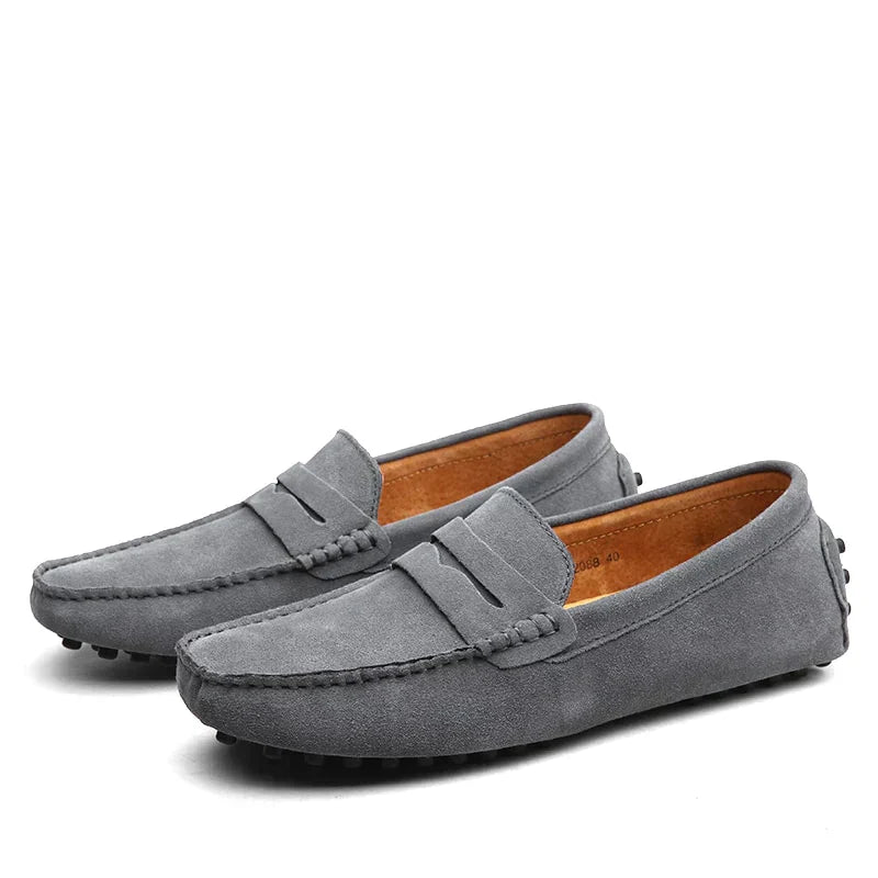 Ivyshape | Suede Slipper Italian Style Moccasin Toe Non-Slip Penny Loafer