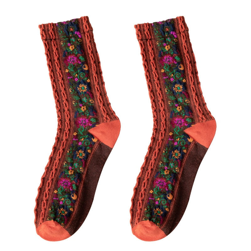 Embroidered Floral Socks