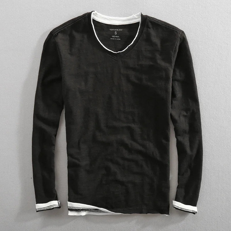 Ivyshape | V-Neck Long Sleeve T-Shirt