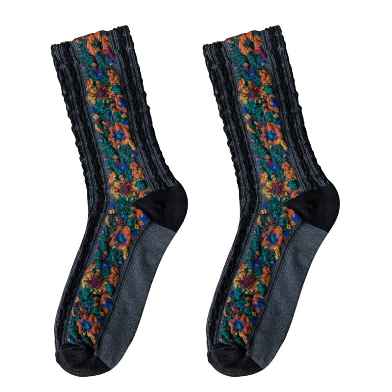 Embroidered Floral Socks