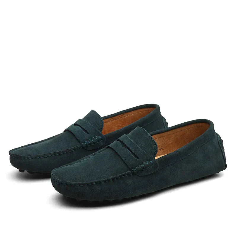 Ivyshape | Suede Slipper Italian Style Moccasin Toe Non-Slip Penny Loafer