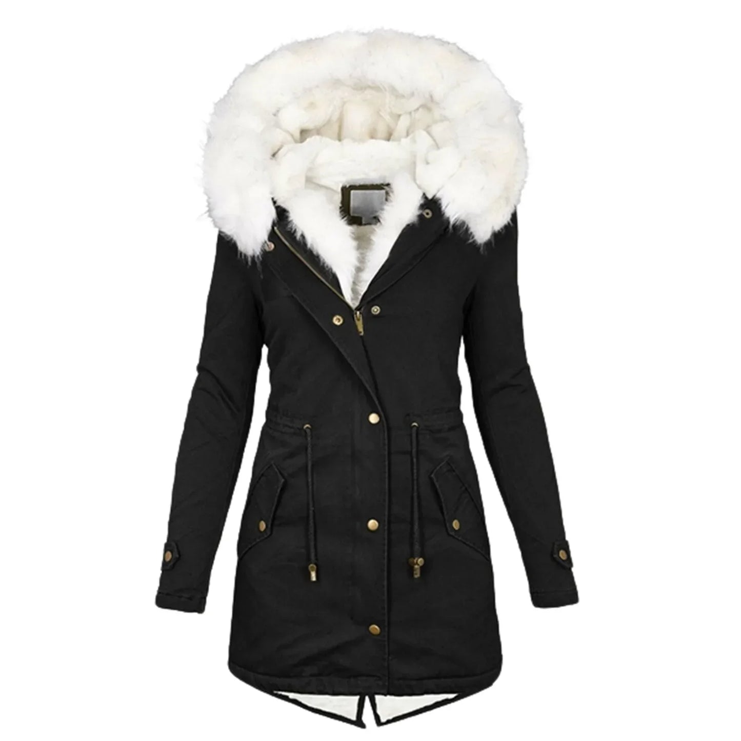 Ivyshape | Parka Coat with Hood and Fur Lining for Women