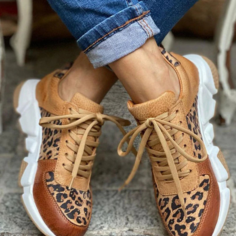 Ivyshape | Leopard Sneakers with Thick Soles