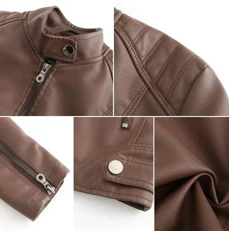 Ivyshape | Women's Biker Jacket Leather