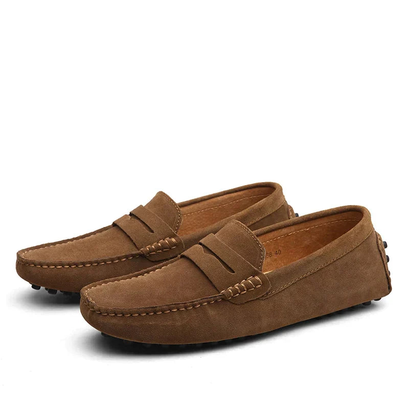 Ivyshape | Suede Slipper Italian Style Moccasin Toe Non-Slip Penny Loafer