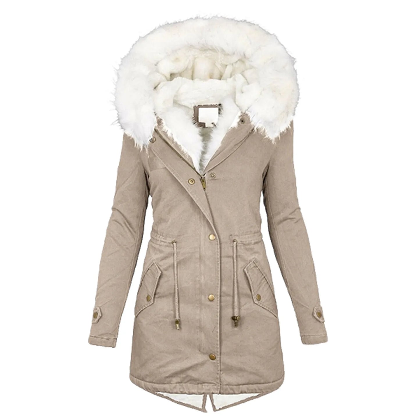 Ivyshape | Parka Coat with Hood and Fur Lining for Women