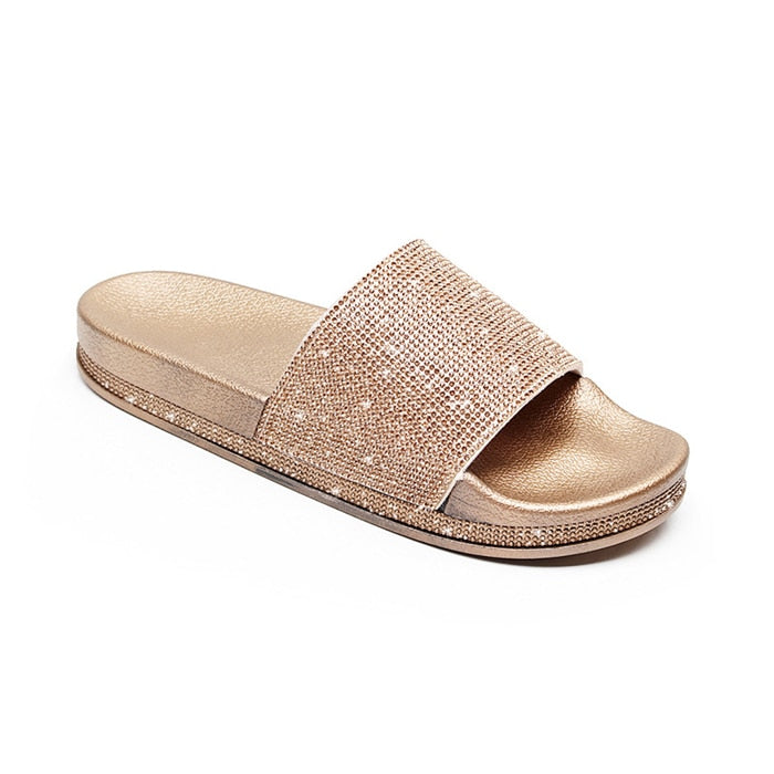 IvyShape | Crystal Diamond Slides with Trim Sandals