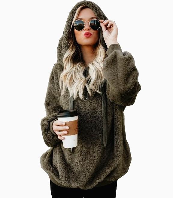 Ivyshape | Women's Oversized Sherpa Fleece Hoodie