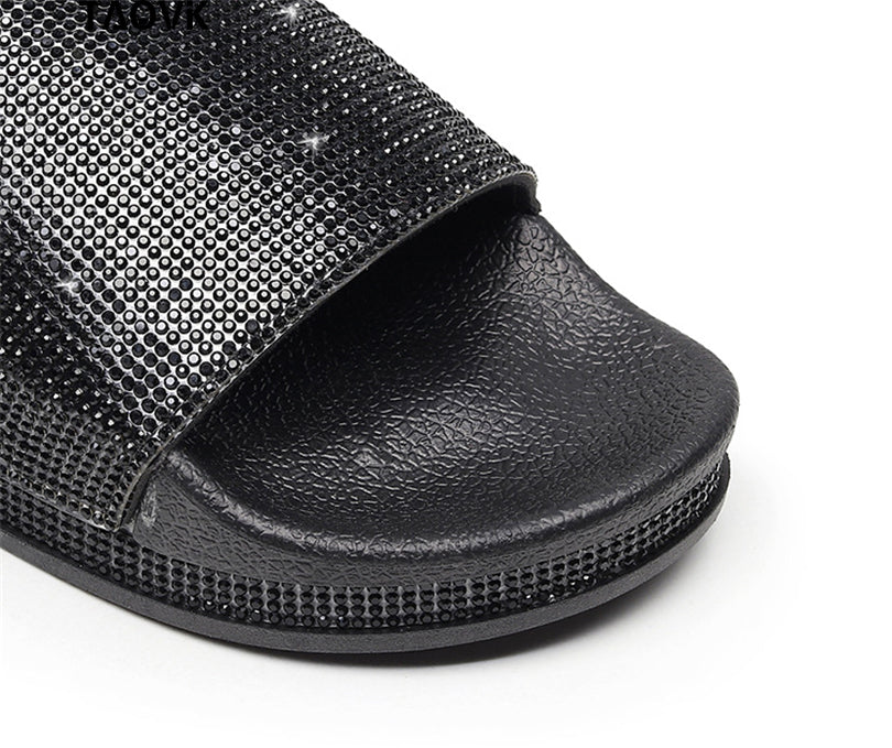 IvyShape | Crystal Diamond Slides with Trim Sandals