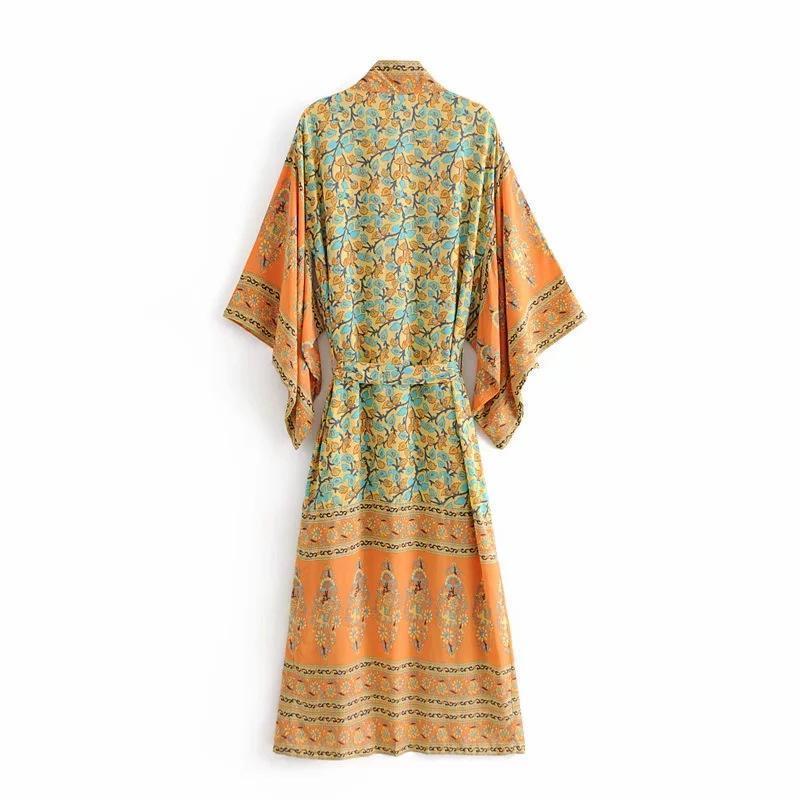 Floral Print Women Long Sleeve Boho Cover-up