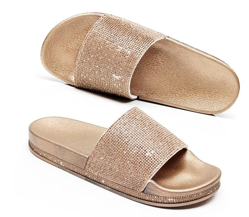 IvyShape | Crystal Diamond Slides with Trim Sandals