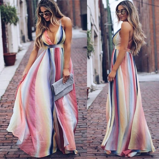 Ivyshape | Long Rainbow Dress