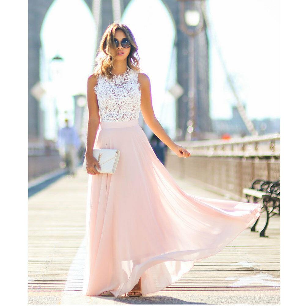 Ivyshape | Maxi dress Lace top Sleeveless A-line Flowing Elegant design