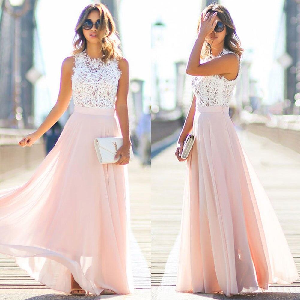 Ivyshape | Maxi dress Lace top Sleeveless A-line Flowing Elegant design