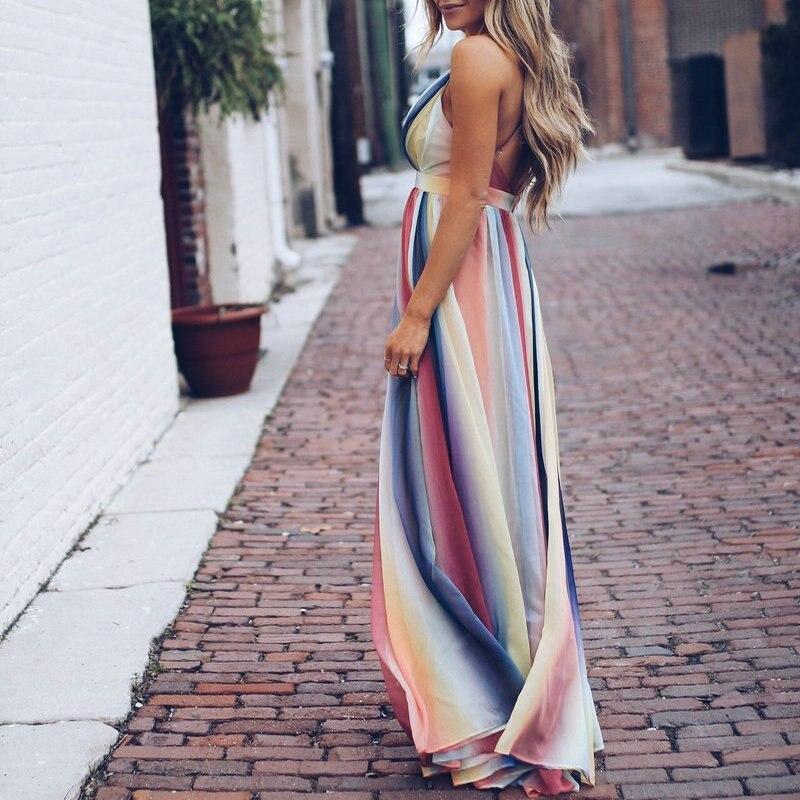 Ivyshape | Long Rainbow Dress