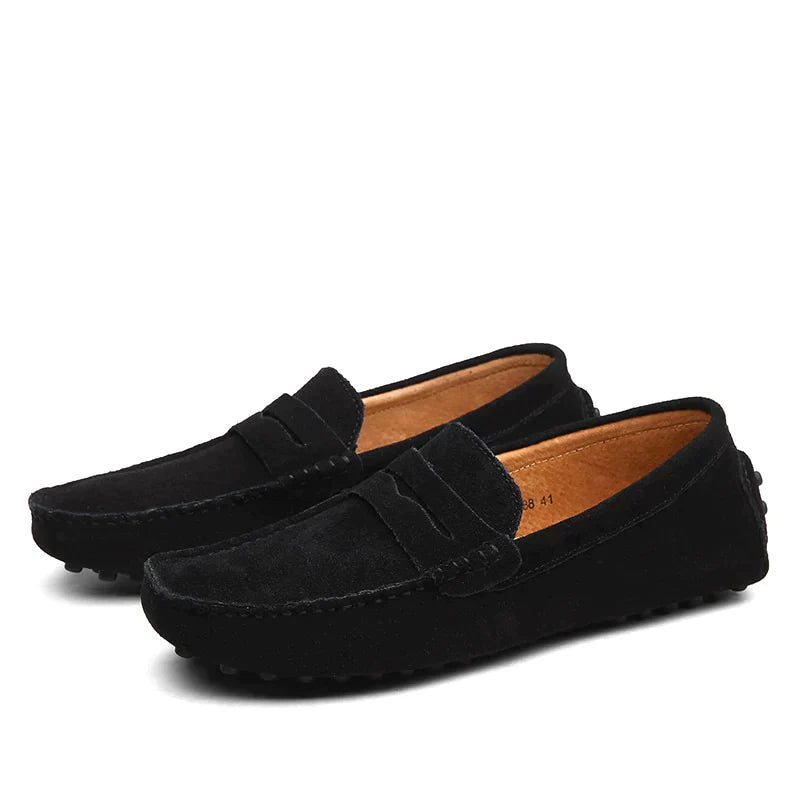 Ivyshape | Suede Slipper Italian Style Moccasin Toe Non-Slip Penny Loafer