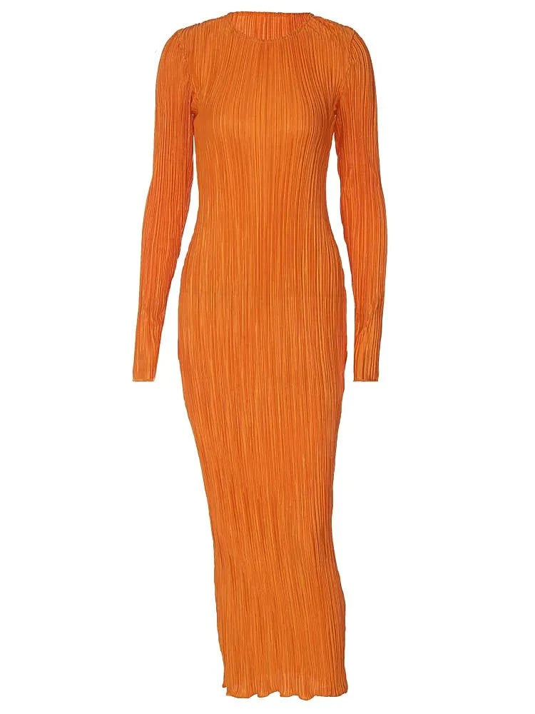 Summer Casual Bodycon Maxi Dress with Long Sleeves | Ideal for Summer