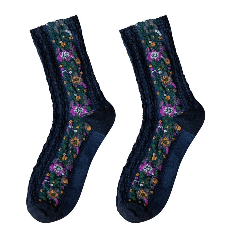 Embroidered Floral Socks