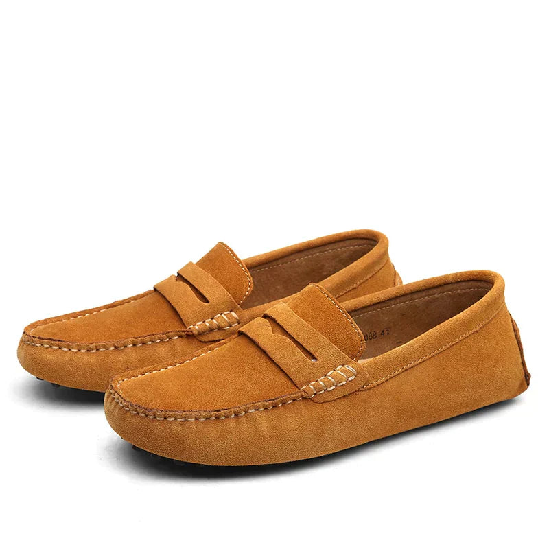 Ivyshape | Suede Slipper Italian Style Moccasin Toe Non-Slip Penny Loafer