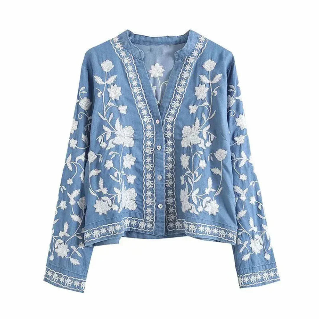 Ivyshape | Women's Chino Floral Jacket Stylish