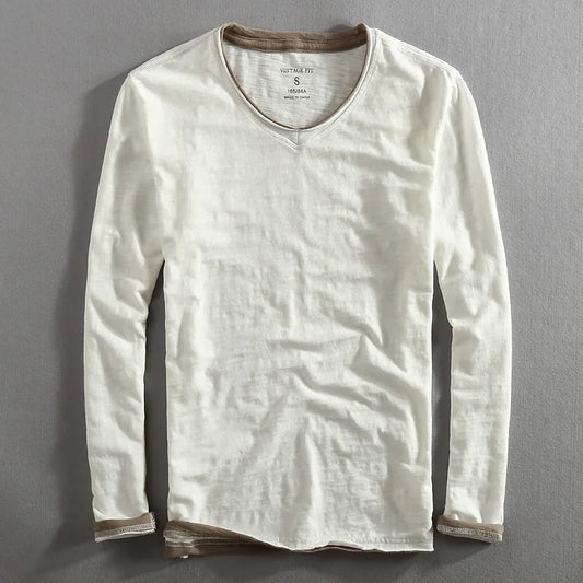 Ivyshape | V-Neck Long Sleeve Shirt