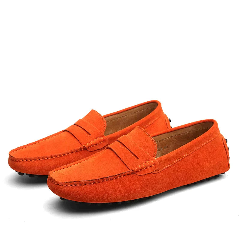 Ivyshape | Suede Slipper Italian Style Moccasin Toe Non-Slip Penny Loafer