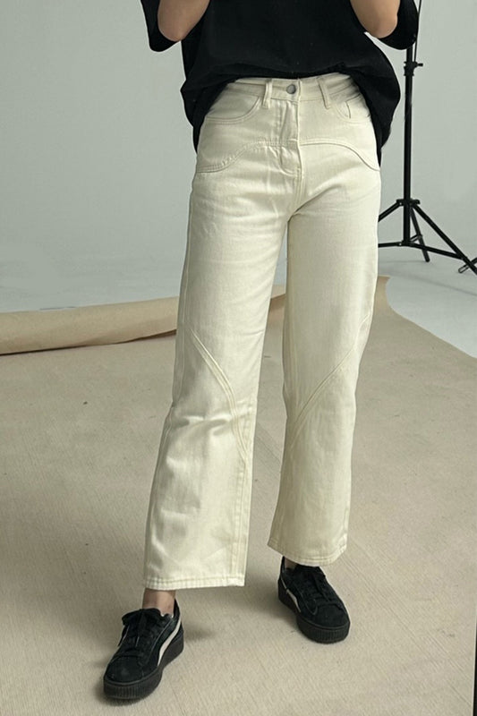 Waist Solid Color Straight Jeans