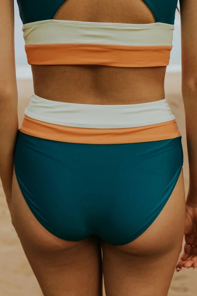 Ivyshape | Colorblock Cut Back Bikini Set
