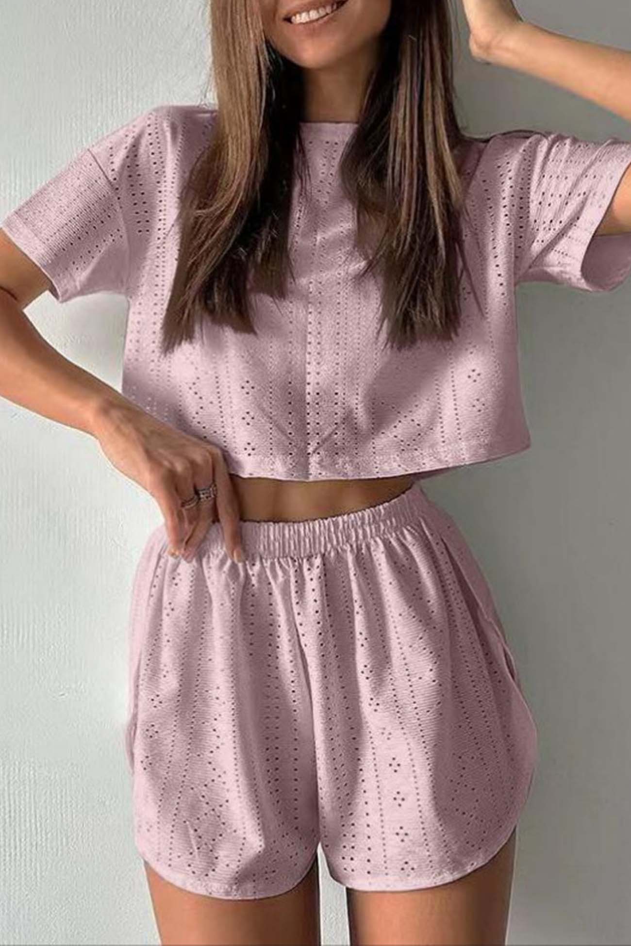 Ivyshape | Women's Chic Crop Top And Shorts Set Trendy