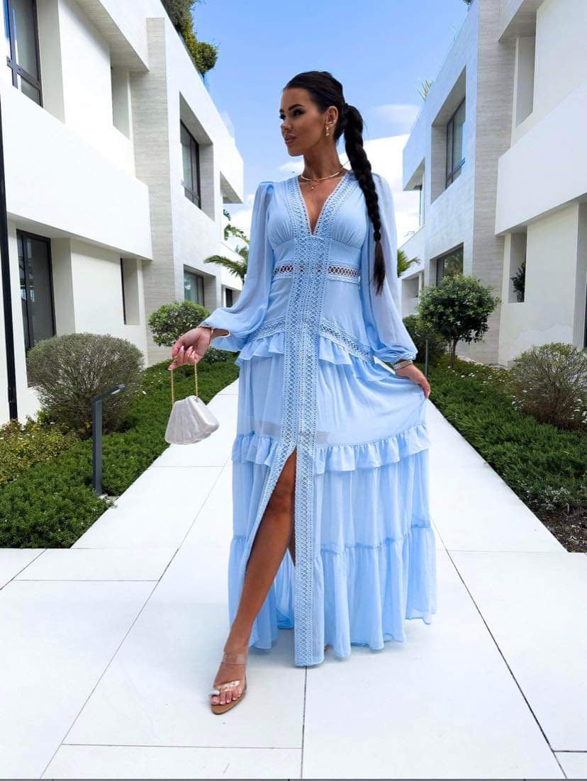 Ivyshape | Tiered Long Sleeve Maxi Dress